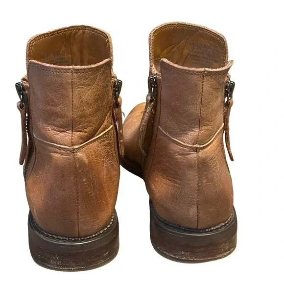 Franco Sarto Halford Leather Ankle Boots Brown Side Zip Women's Size 7.5M - Picture 5 of 16